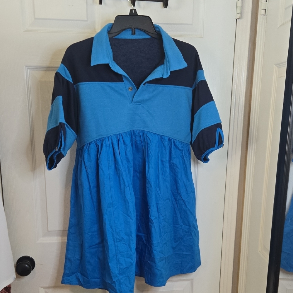 Stylish Blue Colorblock Mini Dress